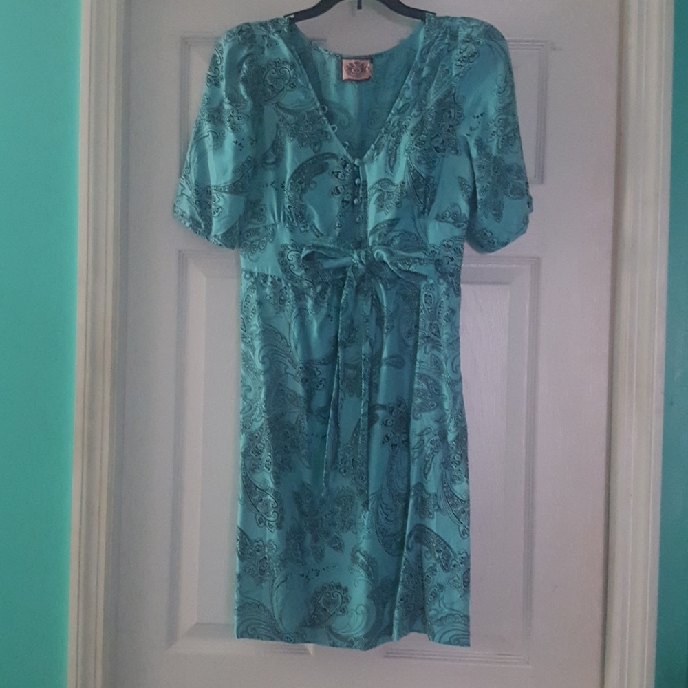 Authentic Juicy Coutour blue paisley silk dress